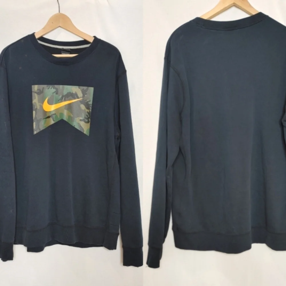Nike Foundation Camo Crew Sweatshirt Black Military Special Forces‎ XL Washed